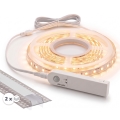 Rinkinys 1x FLEX LED juostelė su judesio jutikliu LED/3,6W/4xAA 2 m + 2x 1 m įleidžiamas profilis sidabrinė/balta