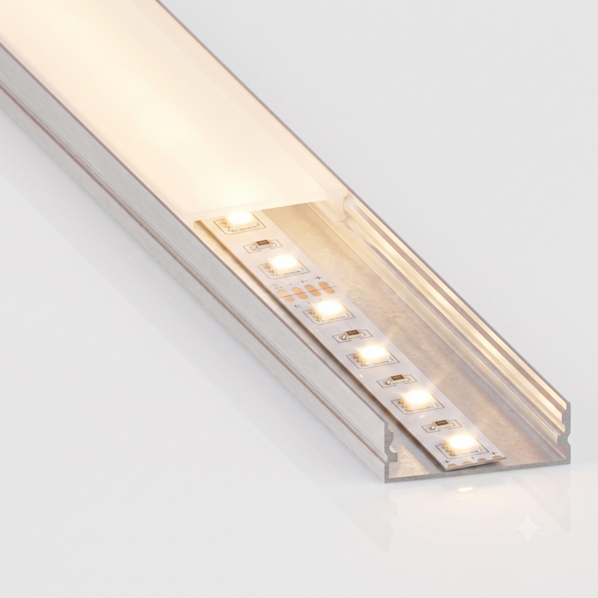 Rinkinys: 1x FLEX LED juosta su judesio jutikliu, LED/3,6W/4xAA, 2 m + 2x įleidžiamas profilis 1 m, sidabrinė/balta