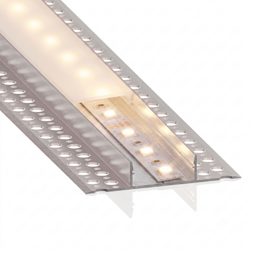 Rinkinys 1x FLEX LED juostelė su judesio jutikliu LED/3,6W/4xAA 2 m + 2x 1 m įleidžiamas profilis sidabrinė/balta