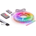 RINKINYS 1x LED RGBW dimeriuojama juosta NEO LITE MUSIC LED/24W/230V 5 m IP65 Wi‑Fi Tuya + 5x įleidžiamas profilis 1 m juoda/balta + nuotolinis valdymas
