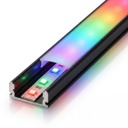 Rinkinys 1x Dimeriuojama LED RGBW juosta DIGITAL LED/9,6W/230V 3 m + 3x įleidžiamas profilis 1 m juodas/baltas + nuotolinis valdymas
