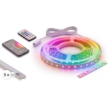 RINKINYS 1x reguliuojama RGBW LED juosta NEO LITE MUSIC LED/24W/230V 5 m IP65 Wi-Fi Tuya + 5x įleidžiamas profilis 1 m sidabrinis/baltas + nuotolinis valdymas