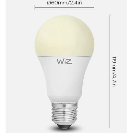 RINKINYS 2x LED dimeriuojama lemputė A60 E27/9W/230V 2700K Wi-Fi + su nuotoliniu pulteliu - WiZ