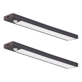 Rinkinys 2 vnt. įkraunami LED baldų šviestuvai su judesio ir prieblandos jutikliu VIRO LED/1,2W/3,7V 800 mAh 3000/4000/6500K 30 cm juodi