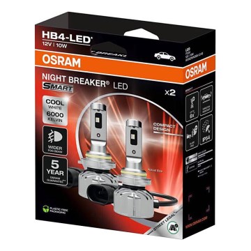 Rinkinys: 2 vnt. LED automobilinės lemputės NIGHT BREAKER SMART HB4 P22d/10W/12V 6000K - Osram
