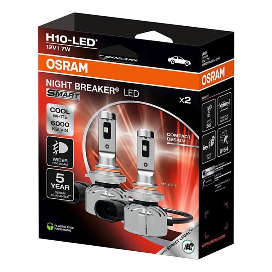 Rinkinys 2 vnt. LED automobilių lemputės NIGHT BREAKER SMART H10 PY20d/7W/12V 6000K - Osram