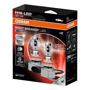 Rinkinys 2 vnt. LED automobilių lemputės NIGHT BREAKER SMART H16 PGJ19-3/4W/12V 6000K - Osram