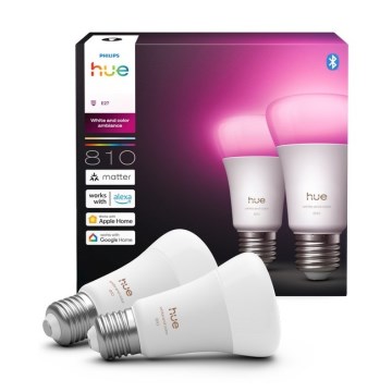 Rinkinys (2 vnt.) LED dimeriuojamos lemputės Philips Hue WHITE AND COLOR AMBIANCE E27/6W/230V 1000-20000K