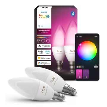 Rinkinys 2 vnt. LED RGBW dimeriuojama lemputė Philips Hue White And Color Ambiance B39 E14/3,7W/230V 1000-20000K