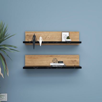 Rinkinys 2 vnt. lentynės SHELFIE, pušies/juodos spalvos