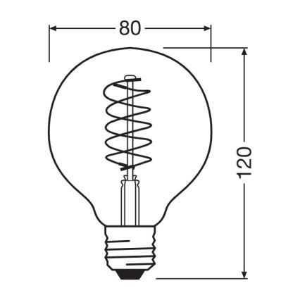 Rinkinys 2 vnt. pritemdomų LED lempučių VINTAGE FILAMENT E27/4,8W/230V 2200K - Osram