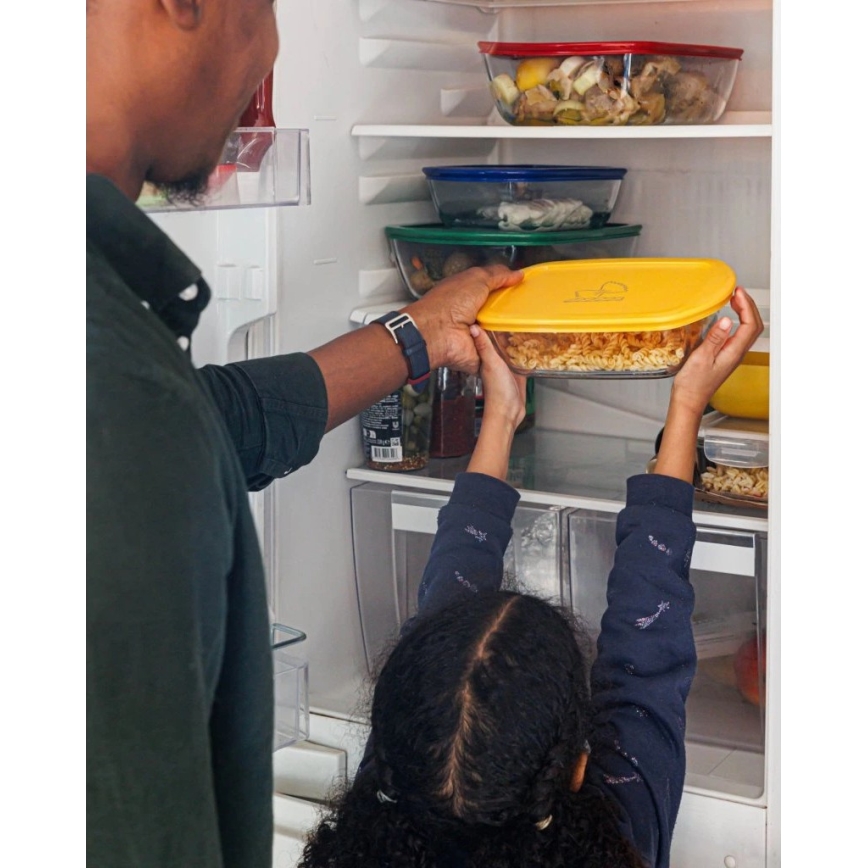 Rinkinys 2 vnt. PYREX stiklinių maisto indelių, 1,2 ir 2,5 l