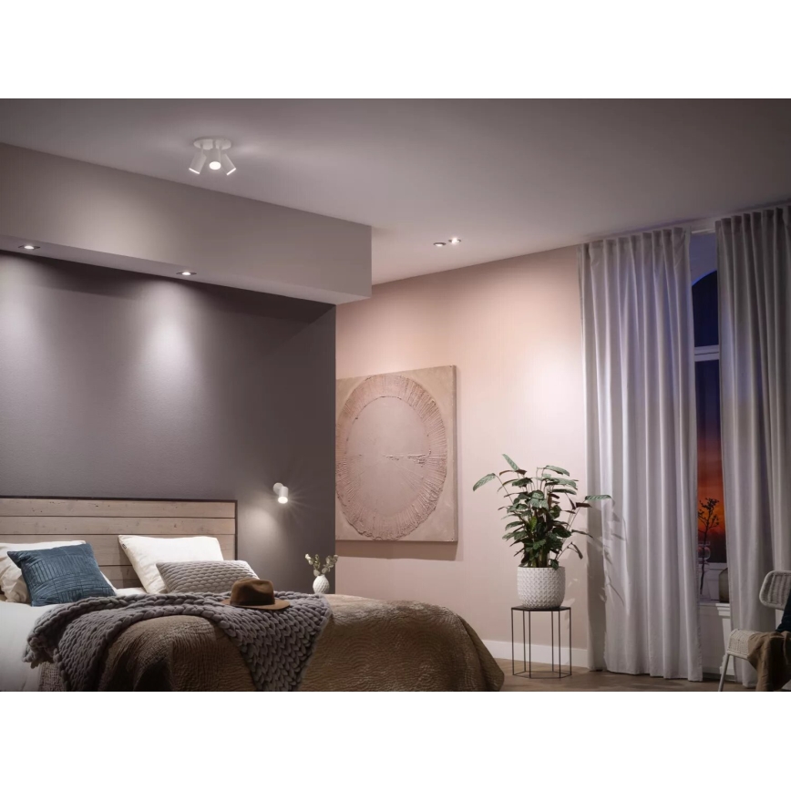 Komplektas (2 vnt.) — dimeriuojamos Philips Hue White Ambiance GU10 LED lemputės, 4,2W / 230V, 2200–6500K + Hue Bridge