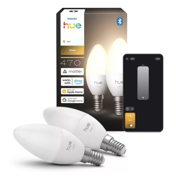 Rinkinys 2 vnt. reguliuojamų Philips Hue WHITE LED lemputių B39 E14/3,9W/230V 2700K