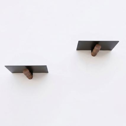 Rinkinys – 2 vnt. sieninės lentynos, 15 × 21 cm, juodos