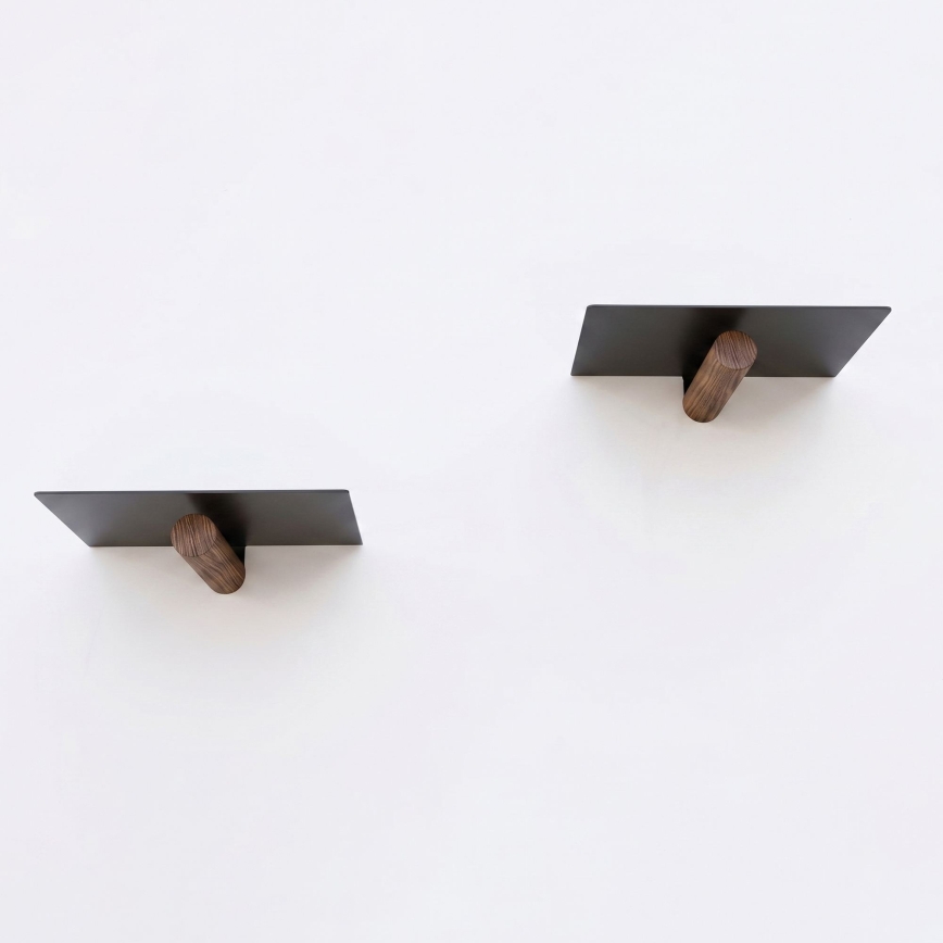 Rinkinys – 2 vnt. sieninės lentynos, 15 × 21 cm, juodos