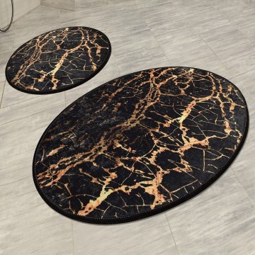 RINKINYS 2 vnt. Vonios kilimėlis GOLDES 60/100 cm juoda/auksinė