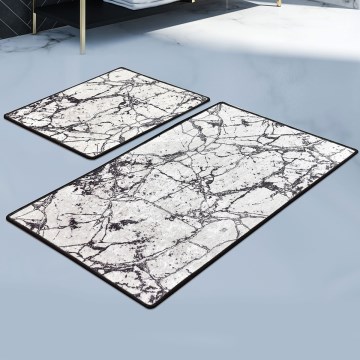RINKINYS 2 vnt. Vonios kilimėlis MARBLE 60/100 cm balta/juoda