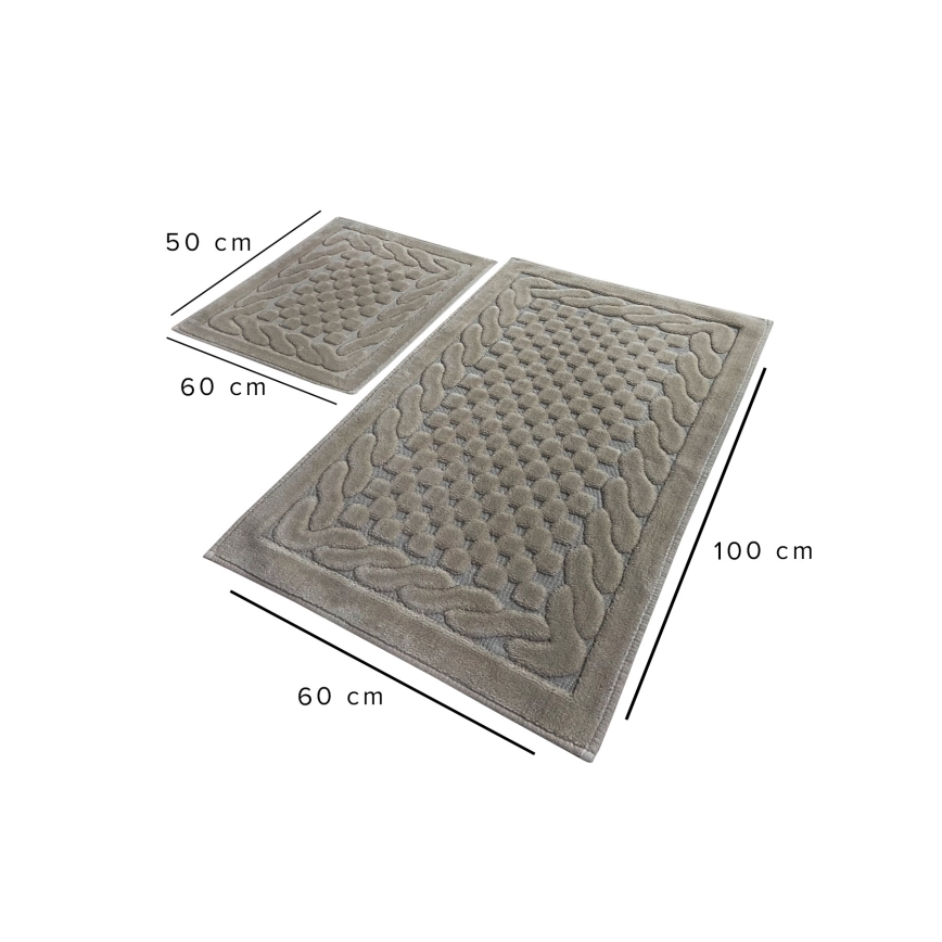 Rinkinys (2 vnt.) vonios kilimėlių BAMBI 60/100 cm, smėlio spalvos
