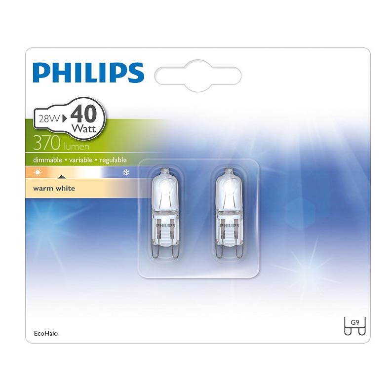 RINKINYS 2x Didelio našumo lemputė Philips ECOHALO G9/28W/230V 2800K