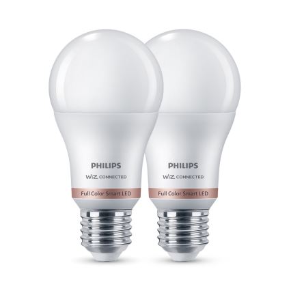 Rinkinys 2x LED RGB reguliuojamos lemputės Philips SMART A60 E27/12,5W/230V 2200-6500K