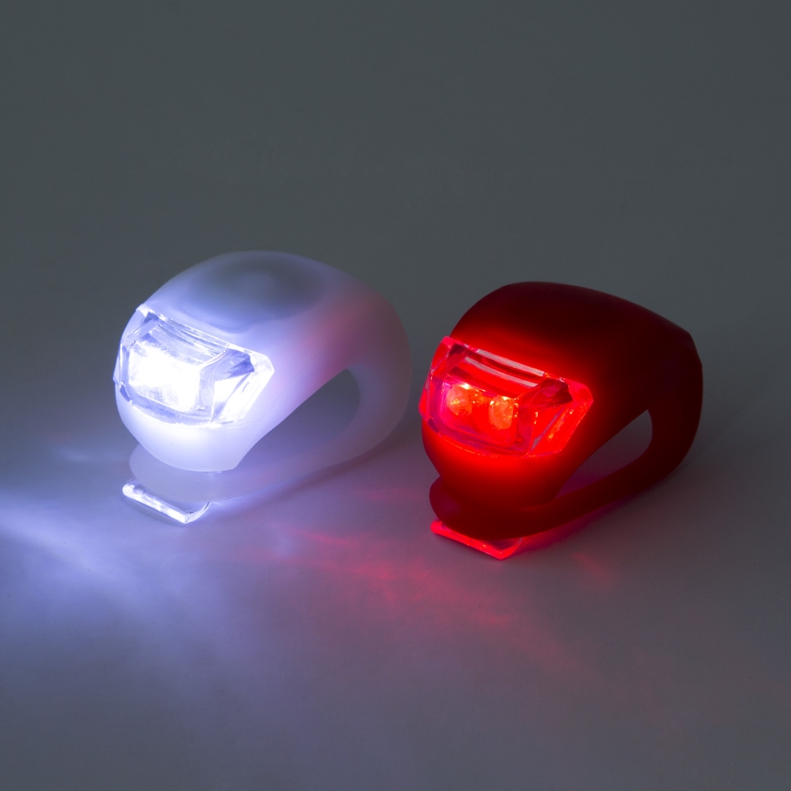 RINKINYS 2x Dviračio lemputė LED/1xCR2032 IP44 raudona/balta