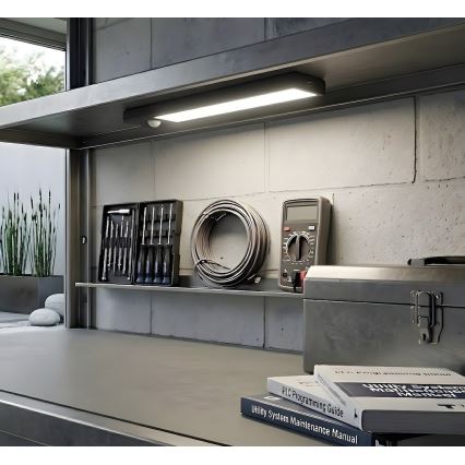 Rinkinys 2x Įkraunamas LED baldų apšvietimas su judesio ir sutemos jutikliu VIRO LED/1W/3,7V 800 mAh 3000/4000/6500K 20 cm juoda
