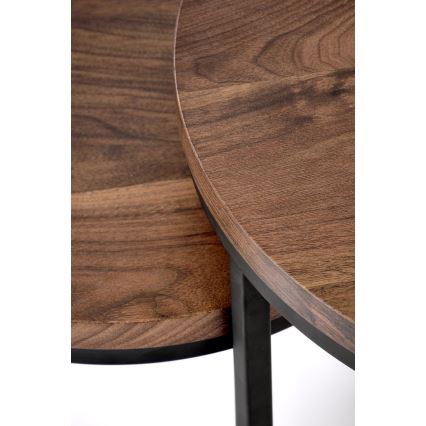 RINKINYS 2 vnt. konferencinis staliukas OREO skersmuo 43/53 cm juoda/riešutas