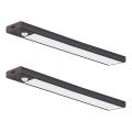 RINKINYS 2x LED įkraunamas baldų apšvietimas su judesio ir sutemų jutikliu VIRO LED/1,2W/3,7V 800 mAh 3000/4000/6500K 30 cm juoda