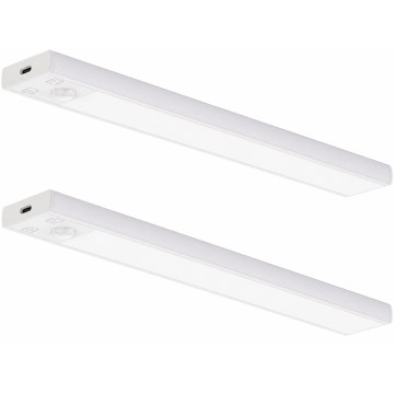 Rinkinys 2x LED įkraunami baldų šviestuvai su judesio ir sutemos jutikliu VIRO LED/1,2W/3,7V 800 mAh 3000/4000/6500K 30 cm balti
