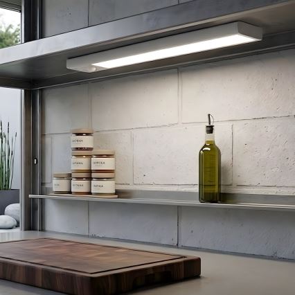 Komplektas 2 vnt. VIRO įkraunami LED baldų šviestuvai su judesio ir sutemų jutikliais, LED/1,2W/3,7V, 800 mAh, 3000/4000/6500K, 30 cm, balta