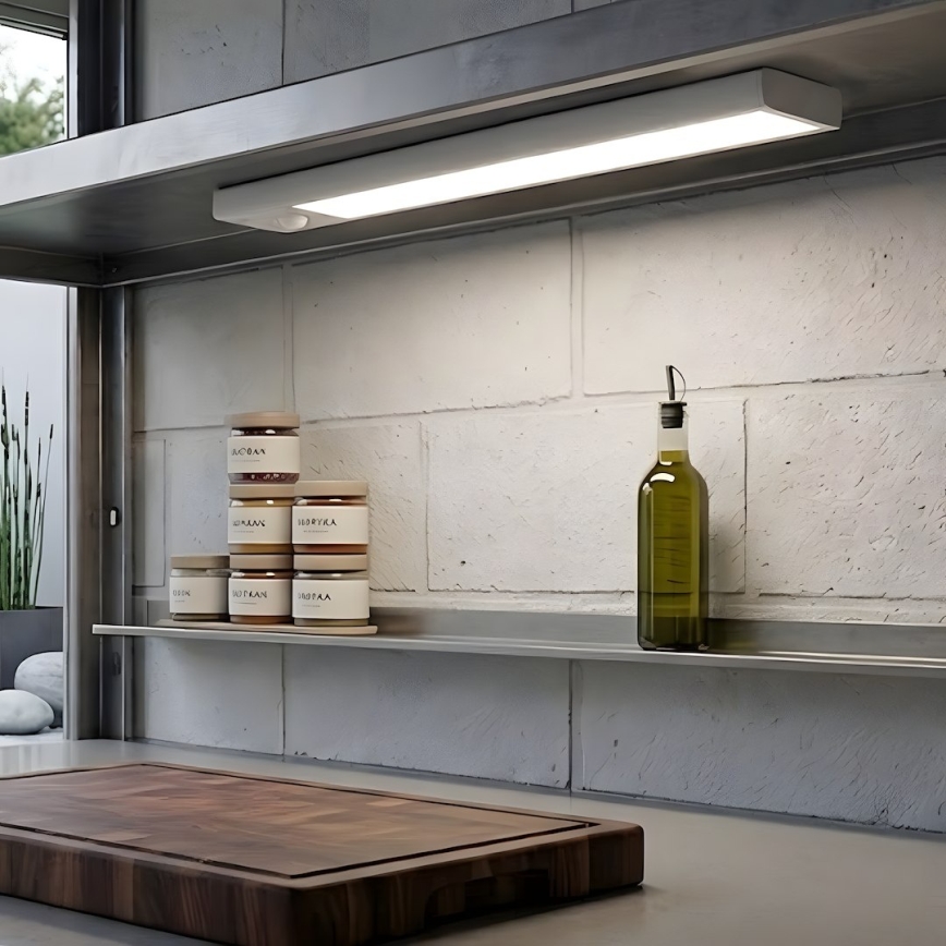 Komplektas 2 vnt. VIRO įkraunami LED baldų šviestuvai su judesio ir sutemų jutikliais, LED/1,2W/3,7V, 800 mAh, 3000/4000/6500K, 30 cm, balta