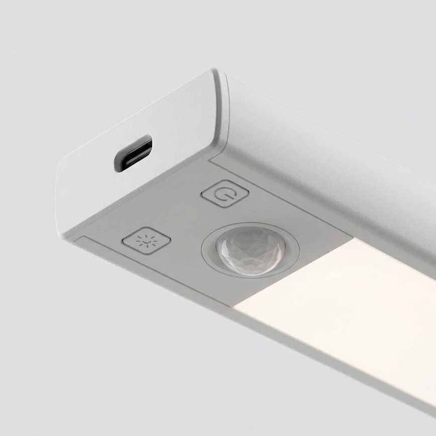 Komplektas 2 vnt. VIRO įkraunami LED baldų šviestuvai su judesio ir sutemų jutikliais, LED/1,2W/3,7V, 800 mAh, 3000/4000/6500K, 30 cm, balta
