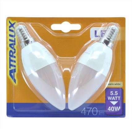 RINKINYS 2x LED lemputė E14/5,5W/230V 2700K- Attralux