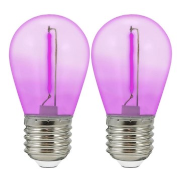 RINKINYS 2x LED Lemputė PARTY E27/0,3W/36V violetinė