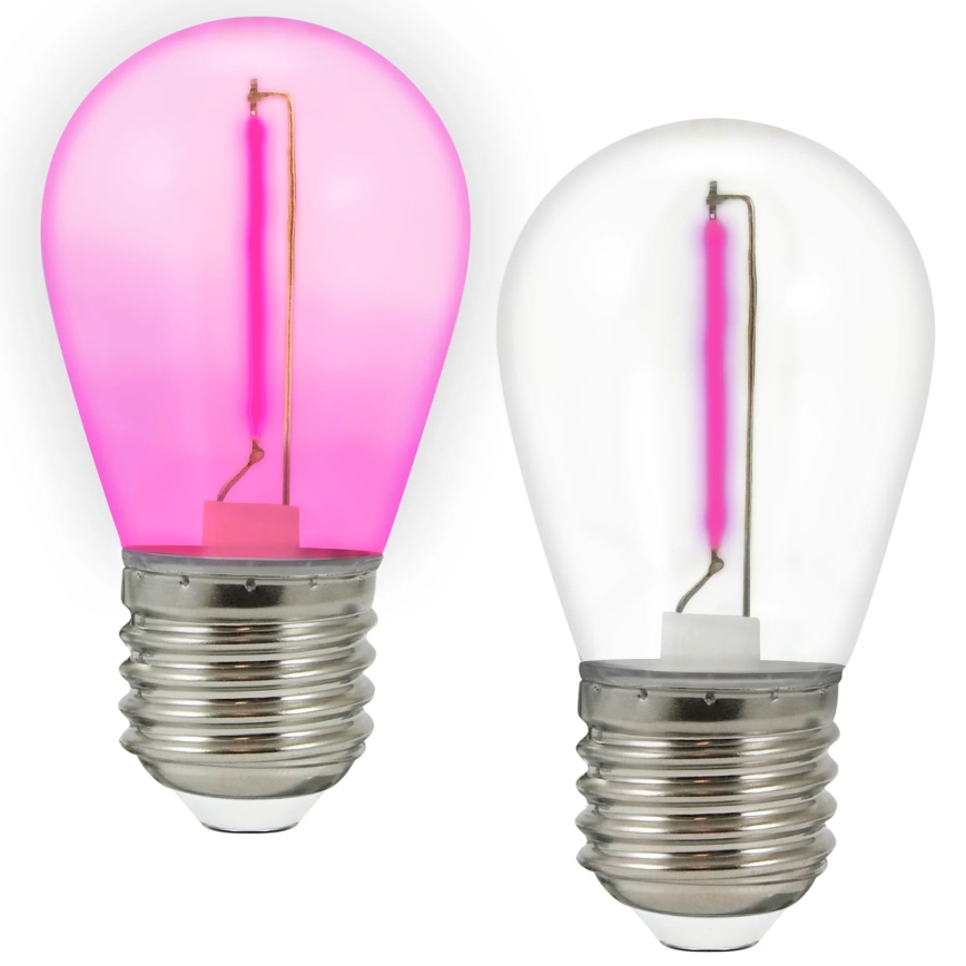 RINKINYS 2x LED Lemputė PARTY E27/0,3W/36V violetinė