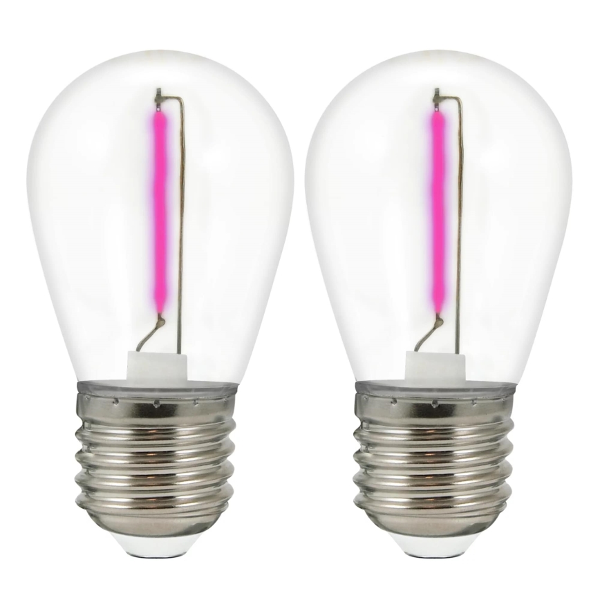RINKINYS 2x LED Lemputė PARTY E27/0,3W/36V violetinė