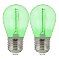 RINKINYS 2x LED Lemputė PARTY E27/0,3W/36V žalia