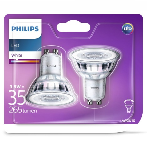 RINKINYS 2x LED Lemputė Philips GU10/3,5W/230V 3000K