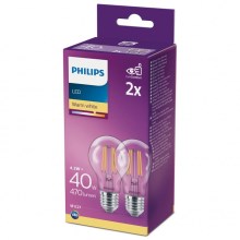 RINKINYS 2x LED Lemputė VINTAGE Philips A60 E27/4,3W/230V 2700K