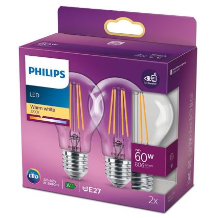 RINKINYS 2x LED Lemputė VINTAGE Philips E27/7W/230V 2700K