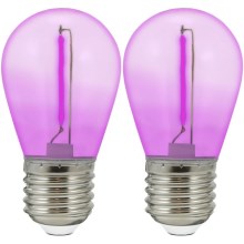 RINKINYS 2x LED Lemputės PARTY E27/0,3W/36V violetinės