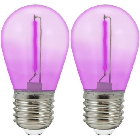 RINKINYS 2x LED Lemputės PARTY E27/0,3W/36V violetinės