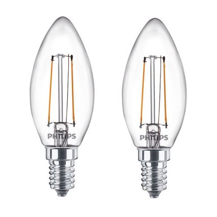 RINKINYS 2x LED Lemputės Philips B35 E14/2W/230V 2700K