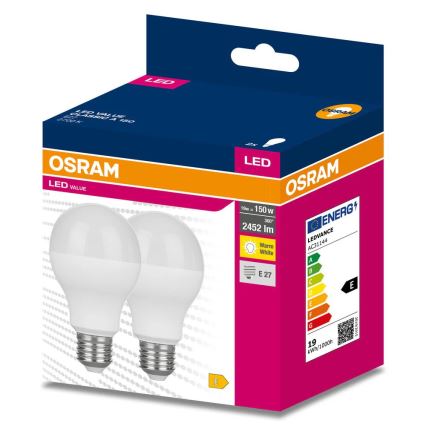 Rinkinys 2x LED lemputės VALUE CLASSIC E27/19W/230V 2700K - Osram