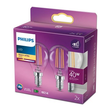 RINKINYS 2x LED Lemputės VINTAGE Philips E14/4,3W/230V 2700K