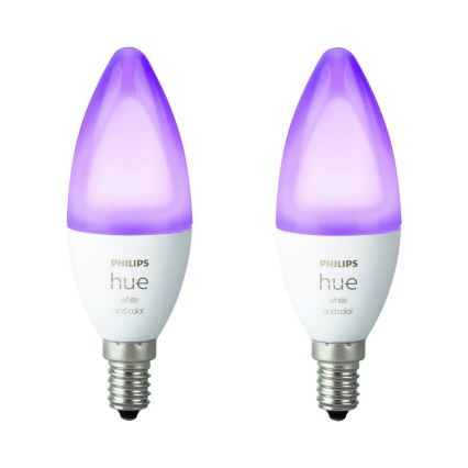 RINKINYS 2x LED Pritemdomos lemputės Philips Hue ATSPALVIS BALTAS IR SPALVOTAS E14/5,3W/230V 2200K - 6500K