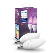 RINKINYS 2x LED Pritemdomos lemputės Philips Hue ATSPALVIS BALTAS IR SPALVOTAS E14/5,3W/230V 2200K - 6500K