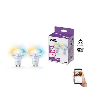 RINKINYS 2x LED reguliuojama lemputė PAR16 GU10/4,7W/230V 2700-6500K CRI 90 Wi-Fi - WiZ