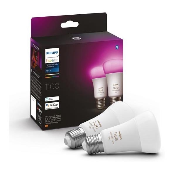 RINKINYS 2x LED Reguliuojama lemputė Philips Hue Balta ir spalvota atmosfera A60 E27/9W/230V 2000-6500K